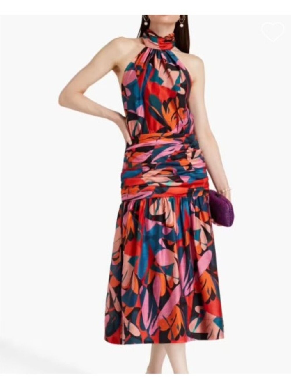 Rebecca Vallance Catalina Halter Neck Midi Dress sz 12 multicolor NWT mspr $435
